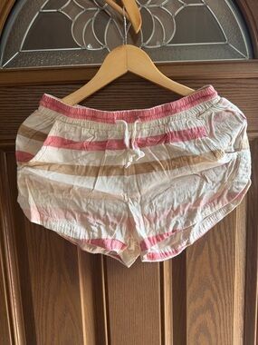 Billabong Cream and Light Pink Elastic Waist Shorts